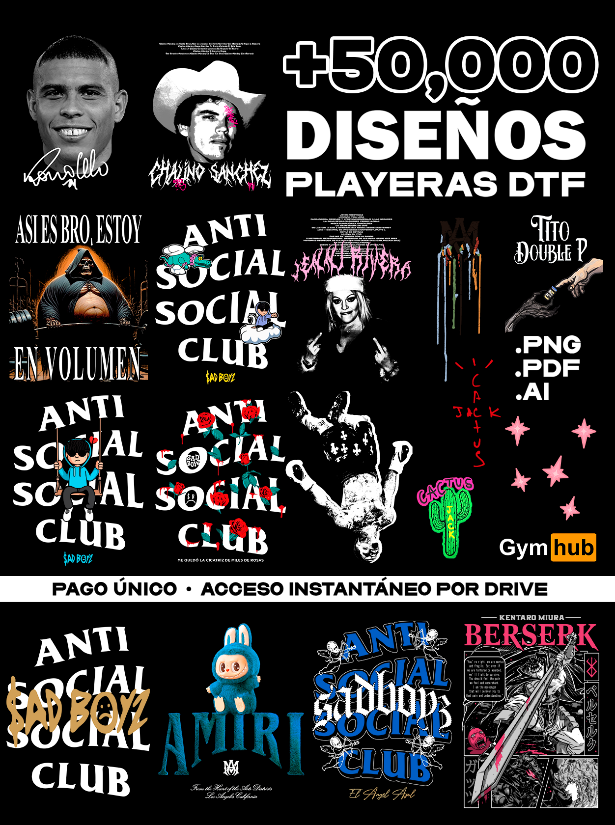 Paquete Completo +50,000 Diseños Para DTF y Sublimación